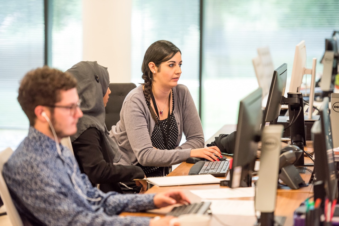 office workers using computers