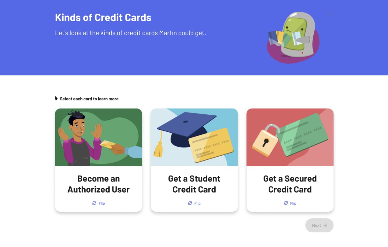 aquiring credit course lesson screenshot