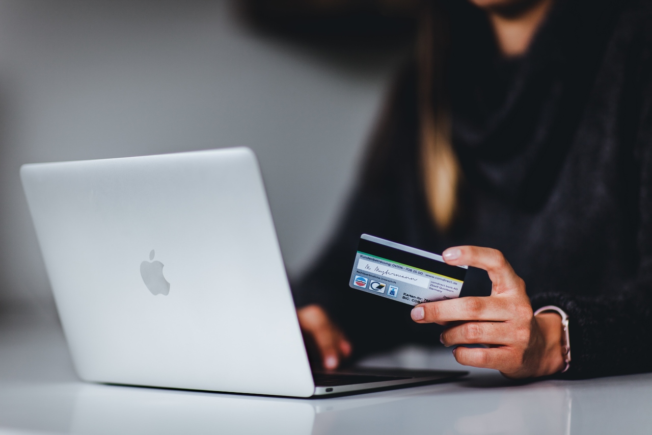 woman making online purchase