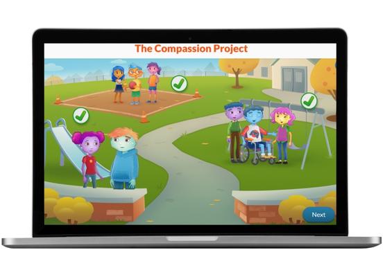elementary students showing compassion and empathy on school playground