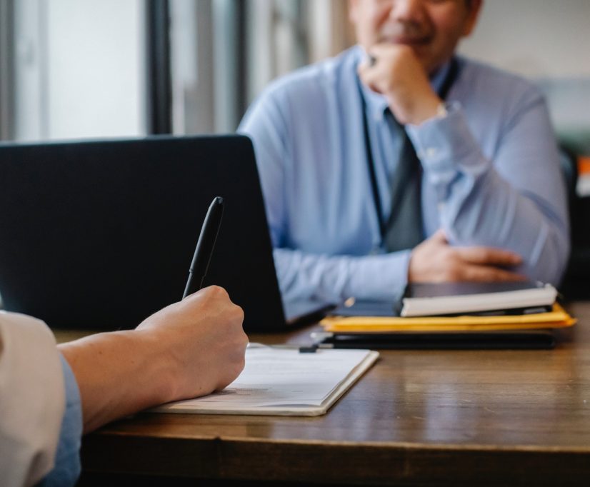 Office workers during interview and meeting