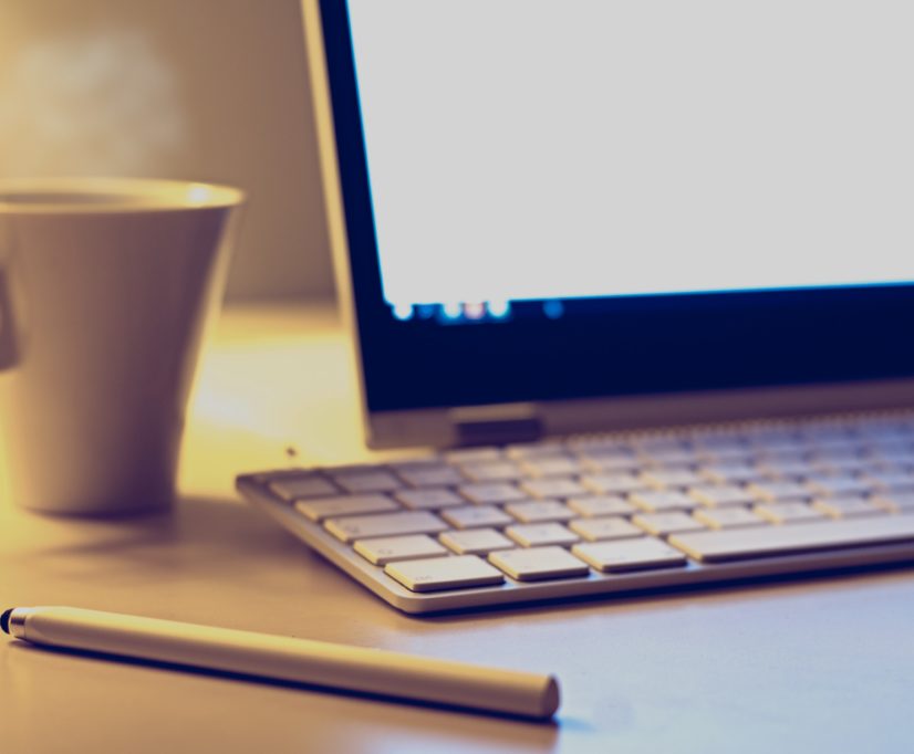 Learning at a desk with coffee