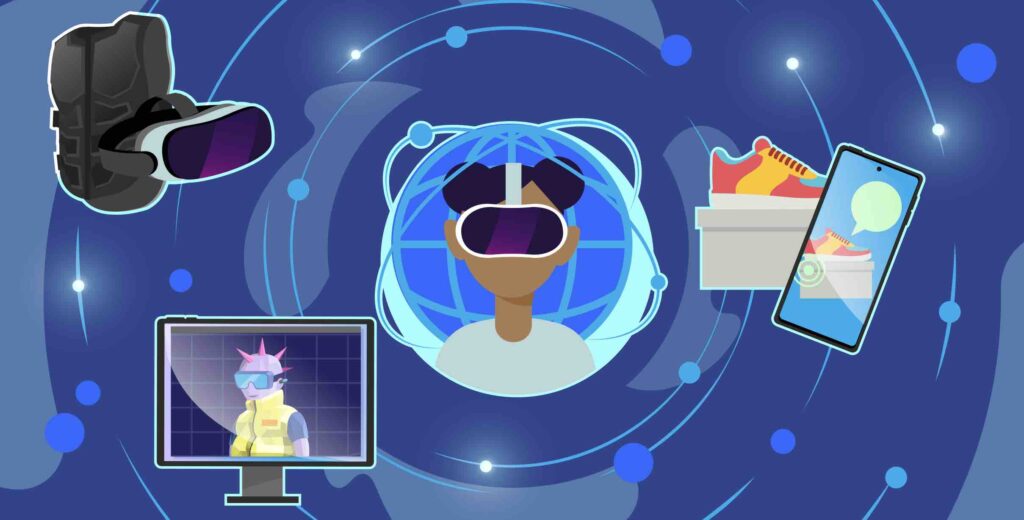 graphic of a student in the metaverse