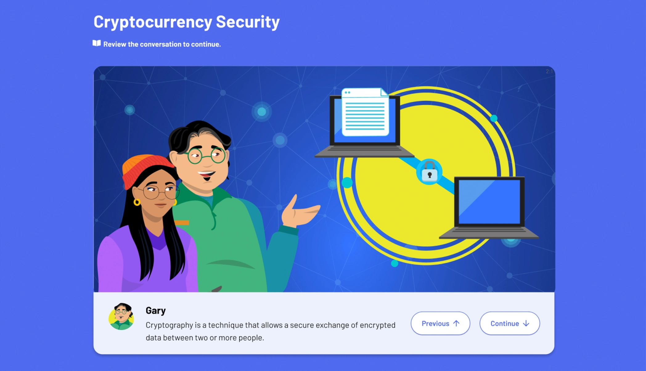 Crypto Foundations course screenshot of Crypotcurrency Sercuity portion.