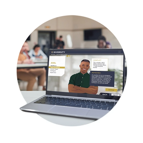course on a laptop in a classroom