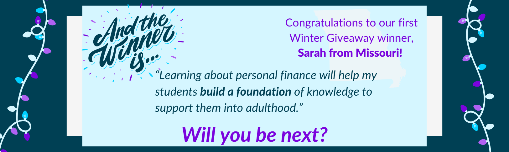 Congratulations to our first Winter Giveaway winner, Sarah from Missouri! (3)