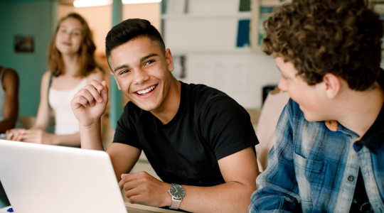 Two students in a classroom