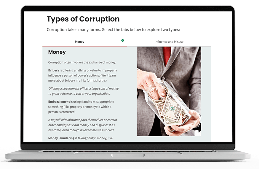 Anti-Corruption and Bribery course mockup
