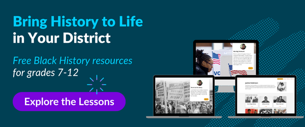 Laptops showing EVERFI’s free K-12 Black History lessons for grades 7-12.