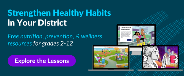 Laptops showing EVERFI’s free K-12 health and wellness lessons for grades 2-12.