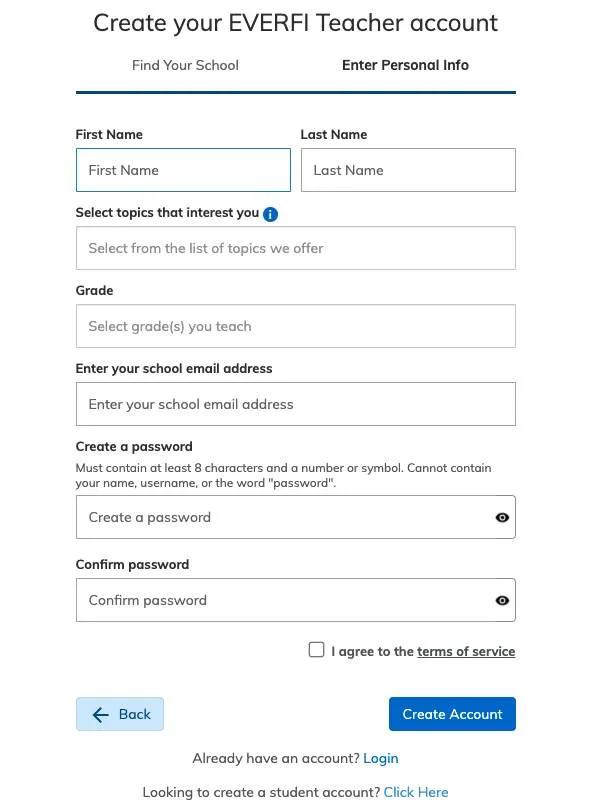 Create Teacher Account