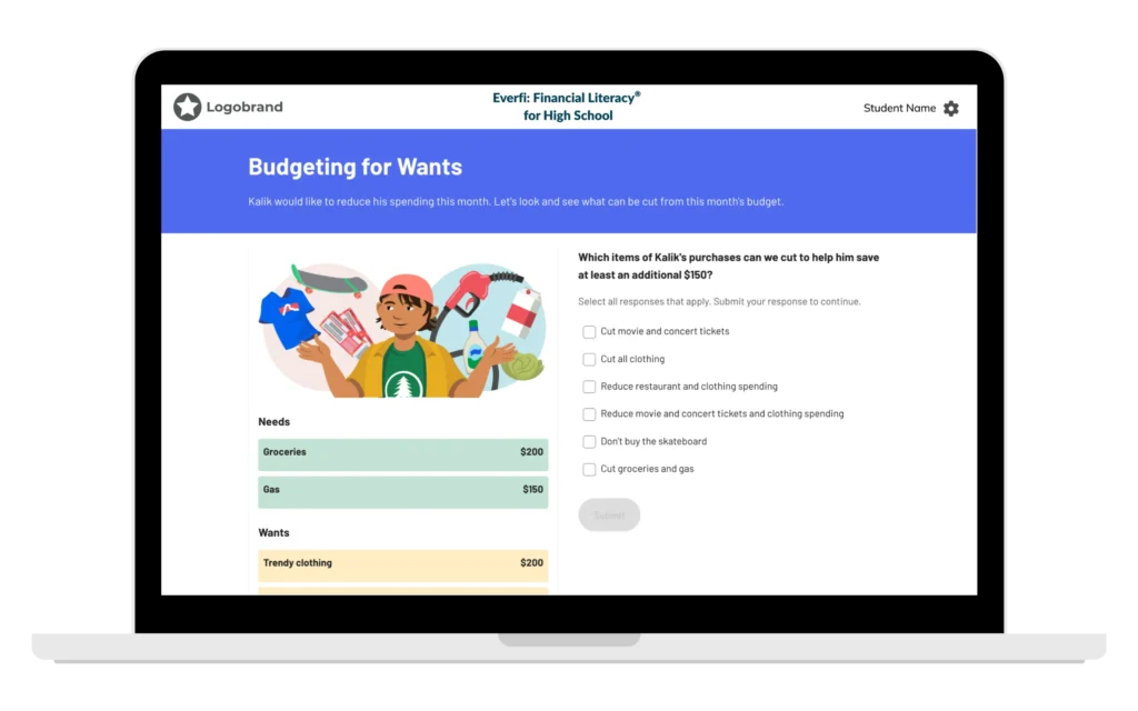 example course screenshot about budgeting