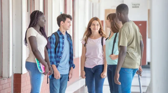 Students gathering in corridor