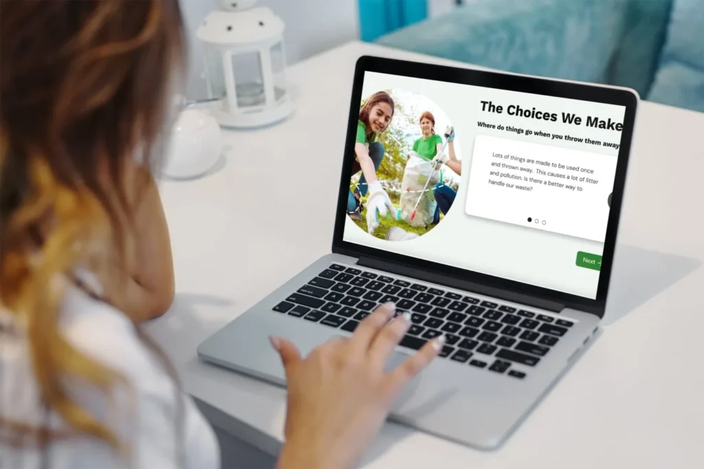 mockup of a woman working on a laptop