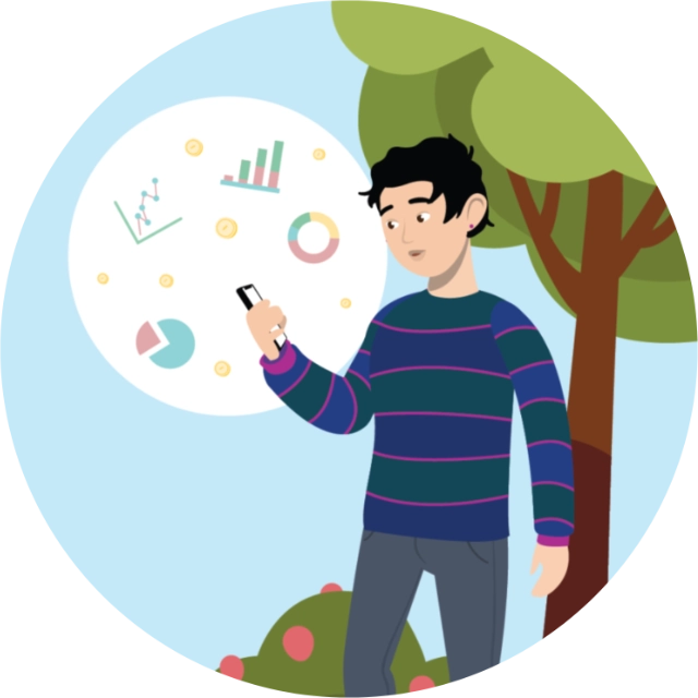 Illustration of student using smartphone