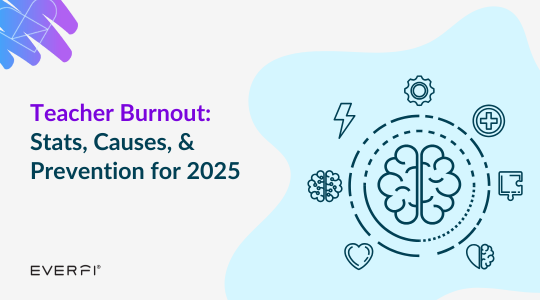A graphic with the title "Teacher Burnout: Stats, Causes, & Prevention for 2025