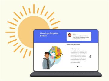 Laptop with sun behind it