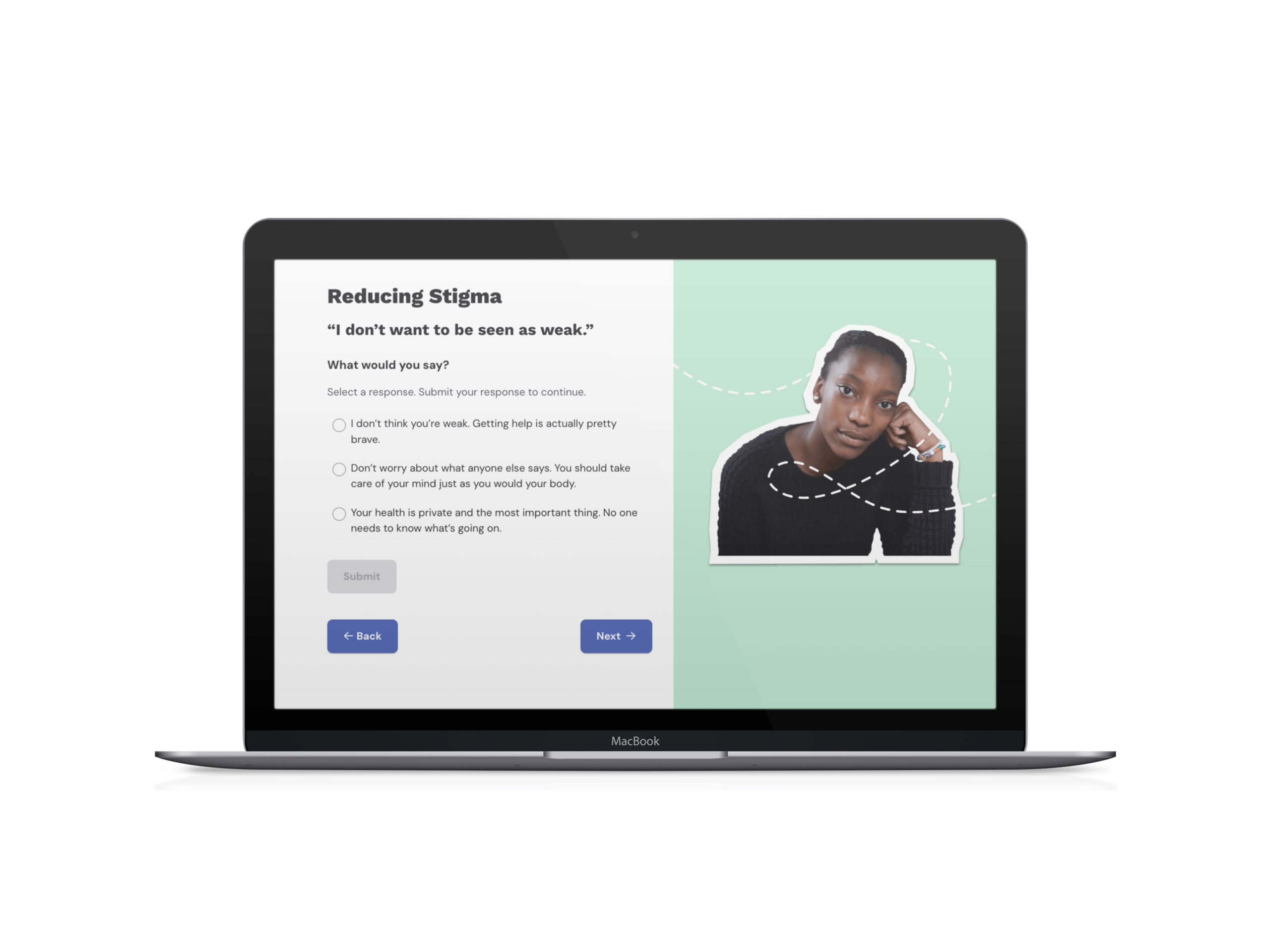 Computer laptop showing Everfi's Understanding Mental Wellness resource